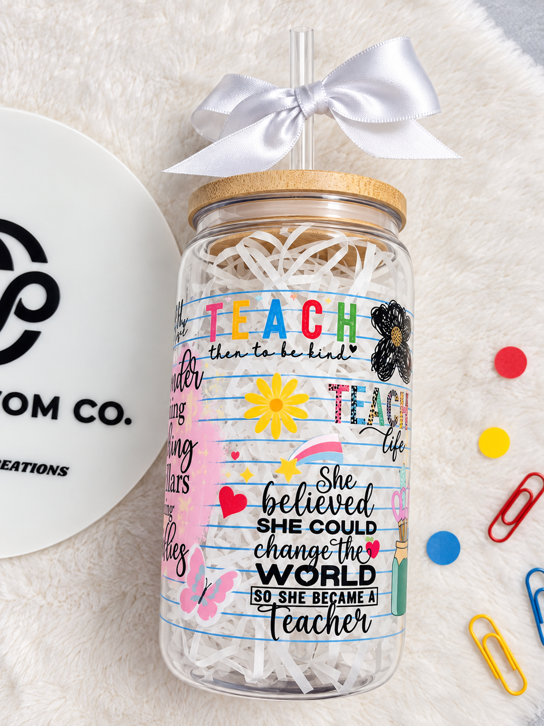 Teacher's Sticker Wrapped Can Cup