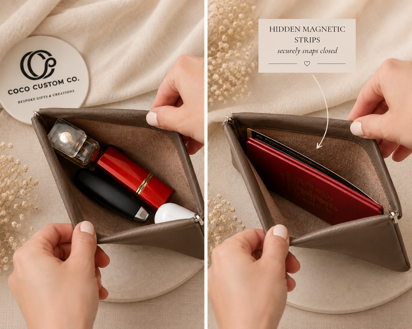 Custom Vegan Leather Magnetic Pouch