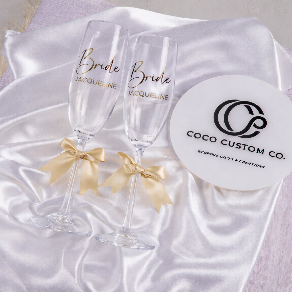Set Of Custom Champagne Glasses